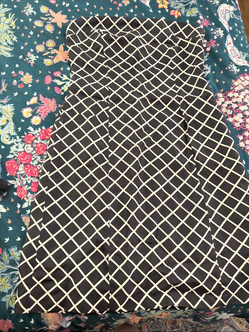 J. Crew Black Skirt with White Lattice Pattern